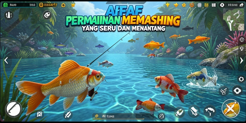 Screenshot permainan AFAF menampilkan pengalaman memancing yang mendebarkan.