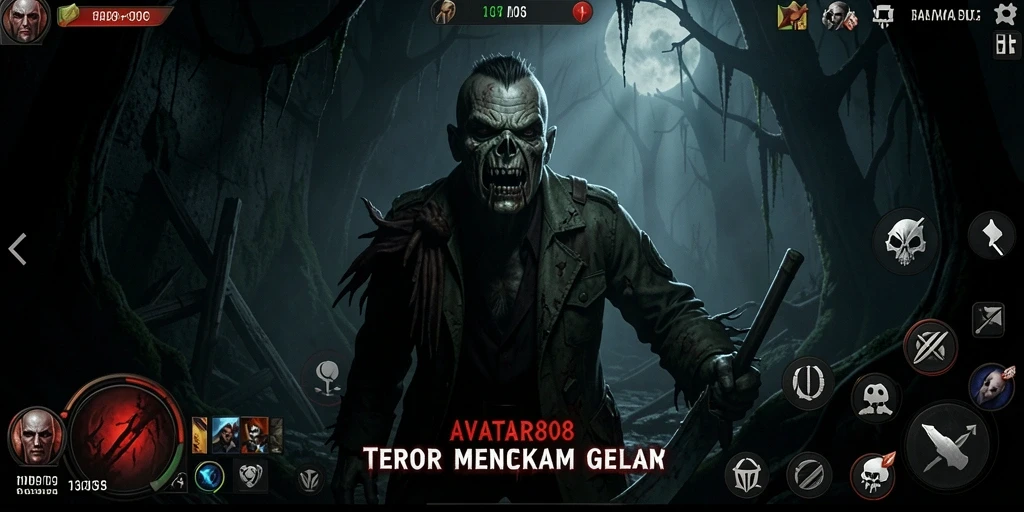 Tampilan gameplay <strong>AVATAR808</strong> yang menegangkan dengan atmosfer mencekam.