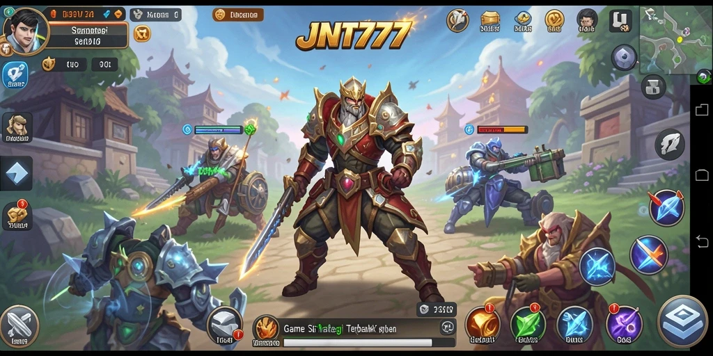 Screenshot tampilan gameplay seru JNT777 yang menampilkan pertempuran strategis.
