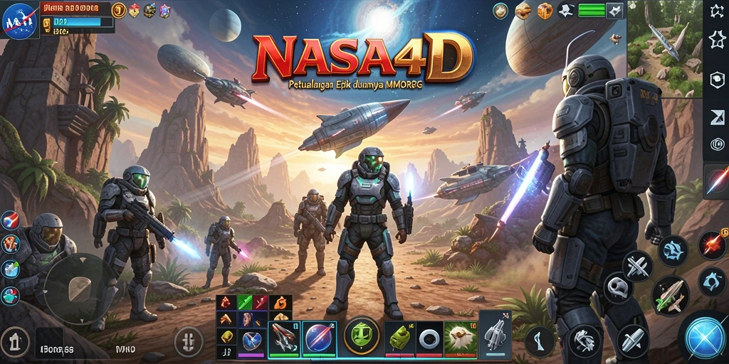 Screenshot yang menampilkan aksi seru dalam gameplay MMORPG NASA4D.