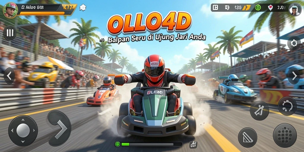 Tangkapan layar utama OLLO4D menunjukkan aksi balapan yang mendebarkan.