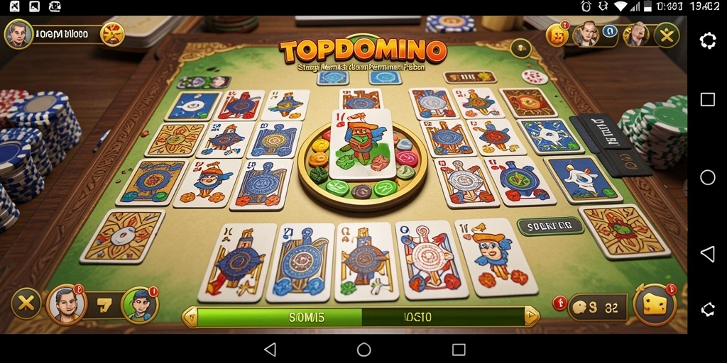 Screenshot gameplay TOPDOMINO menampilkan pertempuran strategi yang mendebarkan.