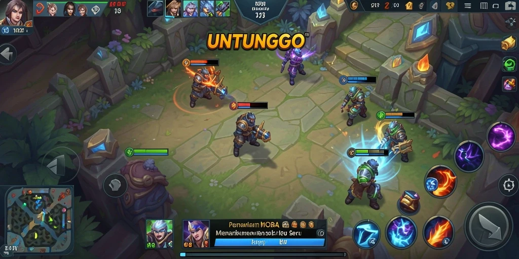 Tampilan aksi seru dalam permainan MOBA UNTUNGGO.